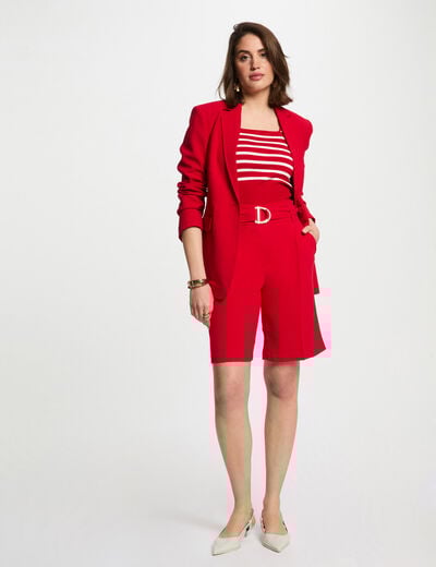 Straight bermuda with darts red women