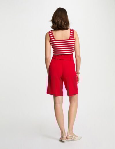 Straight bermuda with darts red women