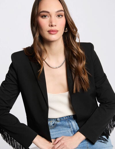 Blazer with fringes black women