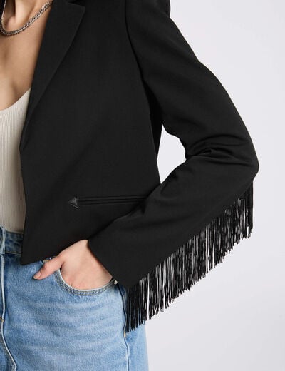 Blazer with fringes black women