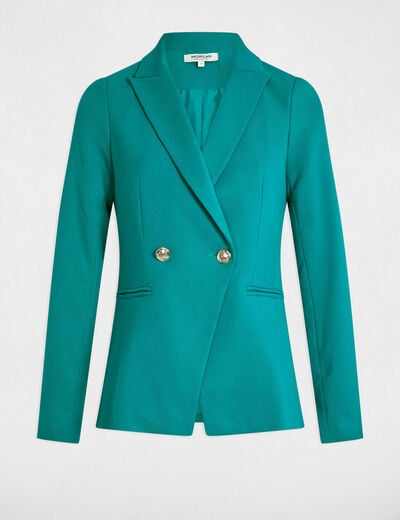 Waisted buttoned blazer turquoise blue women