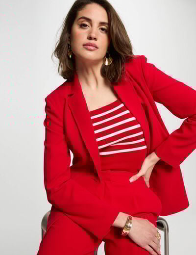 Waisted buttoned blazer red women