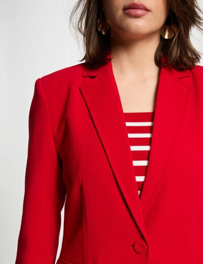 Waisted buttoned blazer red women
