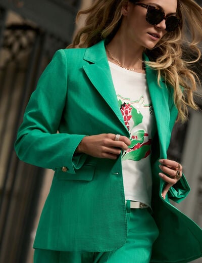 Loose blazer emerald green women
