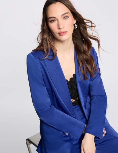 Suede blazer electric blue women