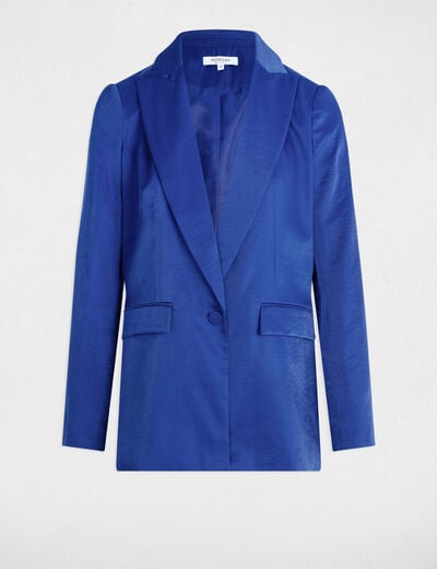 Suede blazer electric blue women