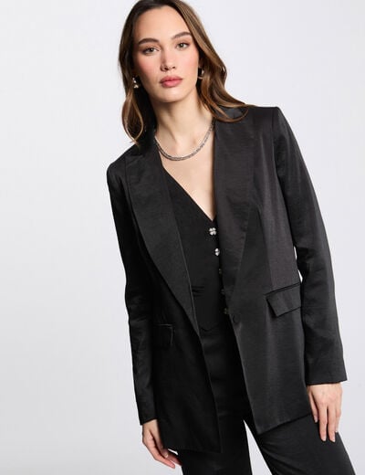 Suede blazer black women
