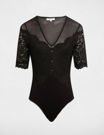 Short-sleeved lace body black women