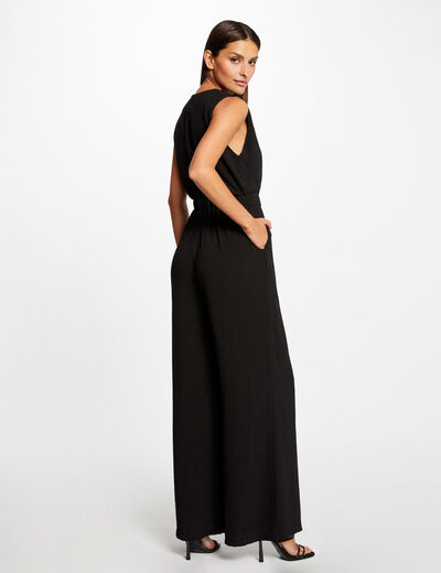 Wide leg jumpsuit with buckle detail black women