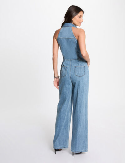Denim jumpsuit bleach denim women