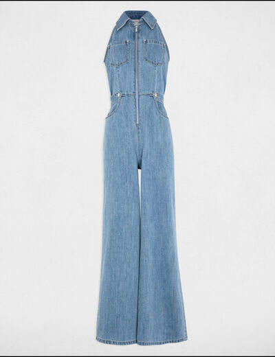 Denim jumpsuit bleach denim women