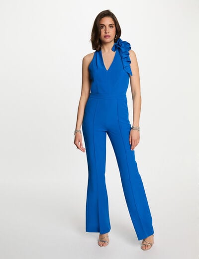 Jumpsuit with ruffles electric blue women