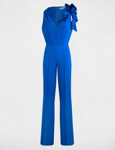 Jumpsuit with ruffles electric blue women