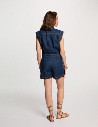 Denim playsuit raw denim women