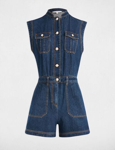 Denim playsuit raw denim women
