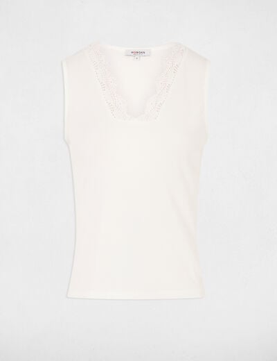 Sleeveless vest top white women