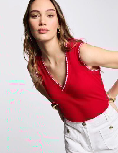 Sleeveless vest top red women
