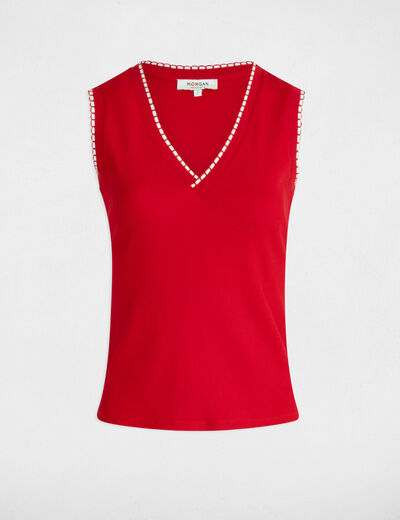 Sleeveless vest top red women