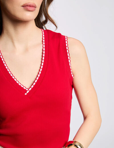 Sleeveless vest top red women