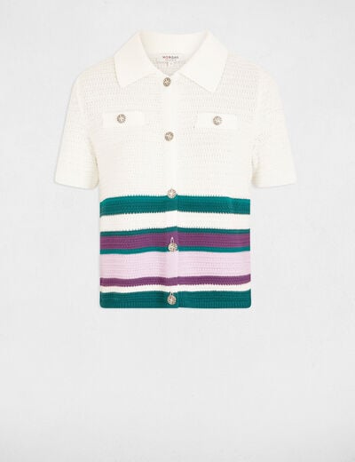 Cardigan lapel collar multicolor women