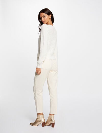 Long-sleeved cardigan openwork details ivory women