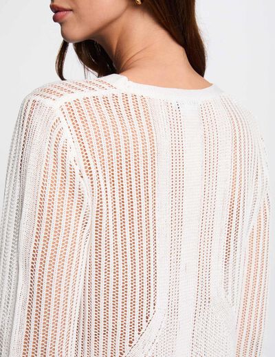 Openwork long-sleeved cardigan ivory women