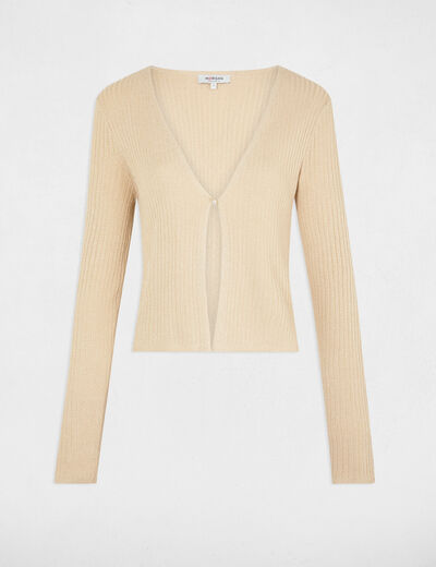 Long-sleeved cardigan V-neck gold yellow women