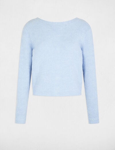 Long-sleeved ribbed cardigan sky blue women
