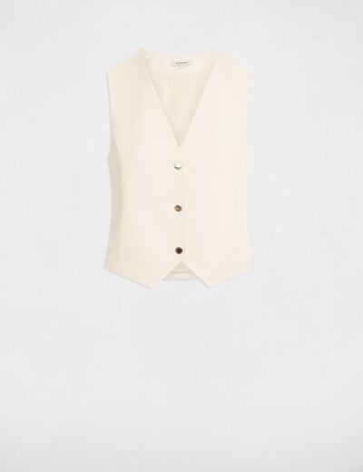 Sleeveless cardigan V-neck ivory women