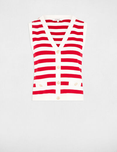 Striped sleeveless cardigan white women
