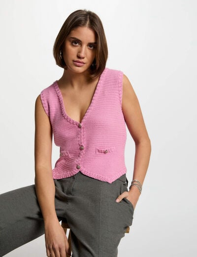 Sleeveless cardigan pink women