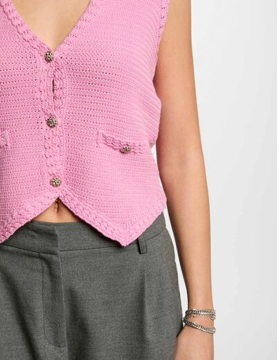 Sleeveless cardigan pink women