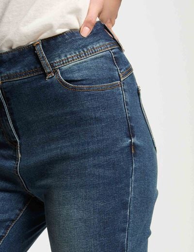 Slim cropped jeans stone wash denim women