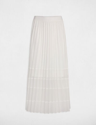 Maxi pleated A-line skirt ivory women