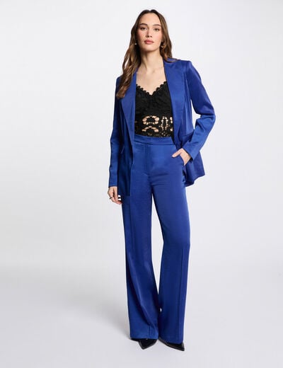 Loose straight trousers electric blue women
