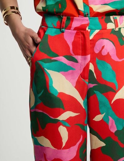 Printed straight trousers multicolor women