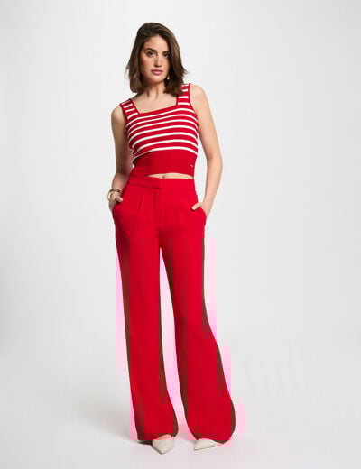 Wide leg trousers with darts red women