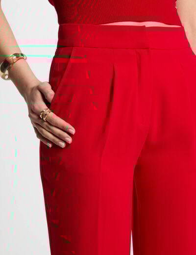 Wide leg trousers with darts red women