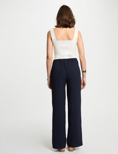 Loose wide leg trousers navy blue women