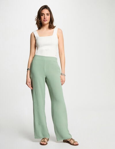 Loose wide leg trousers light green women