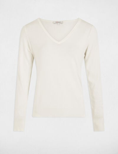 Jumper with V-neck white women
