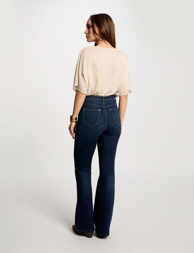 Jumper V-neck short sleeves ivory women