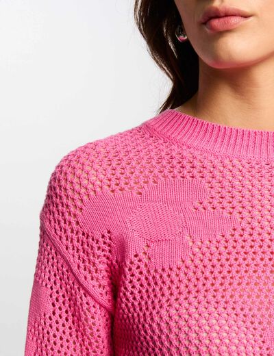 Jumper openwork and round neck pink women
