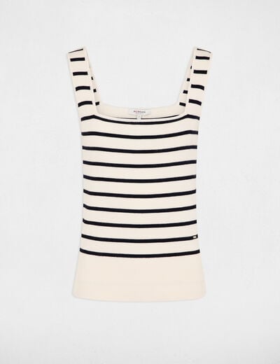 Striped jumper square neck ecru women