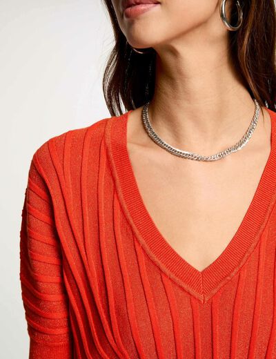 Jumper 3/4-length sleeves dark orange women