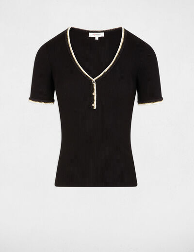 Short-sleeved ribbed jumper black women