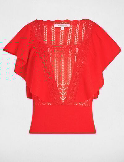 Lace short-sleeved jumper orange women