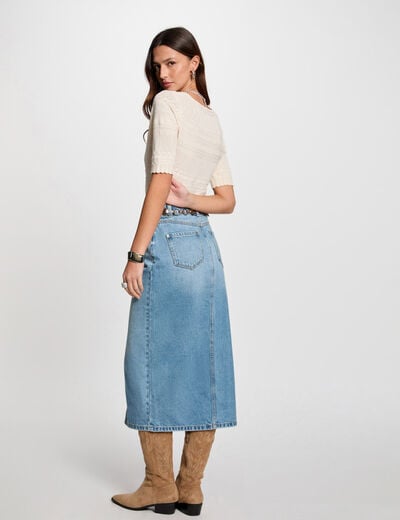 Short-sleeved jumper ivory women