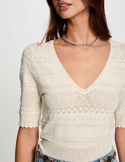 Short-sleeved jumper ivory women