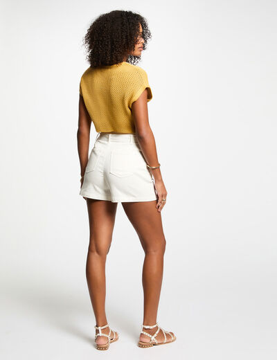 Short-sleeved jumper mustard yellow women